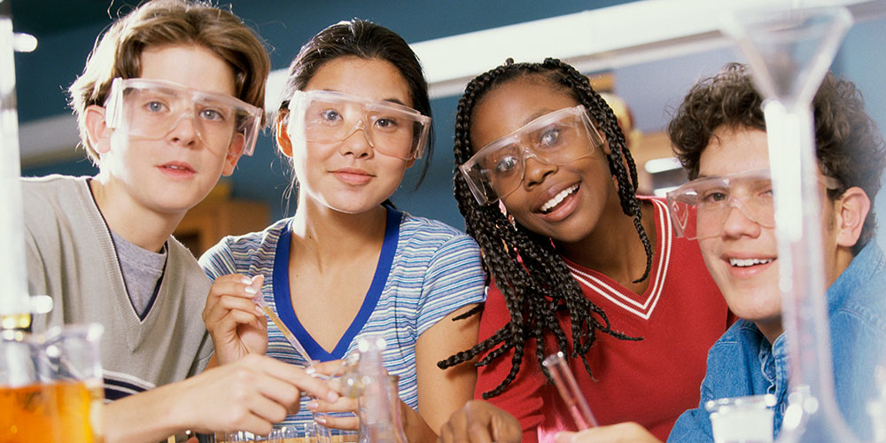 Students in science class